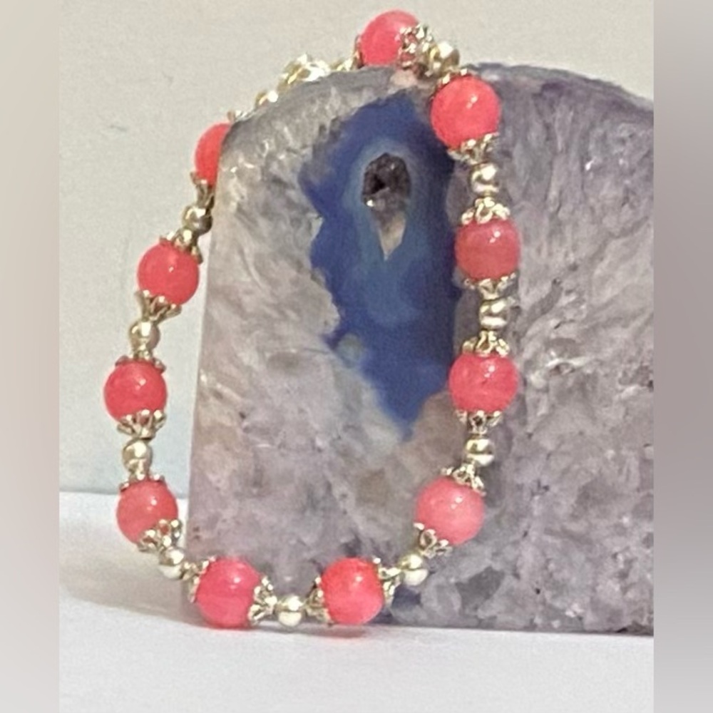 NEW Pink Jade stretch bracelet - Strictly Canadian!